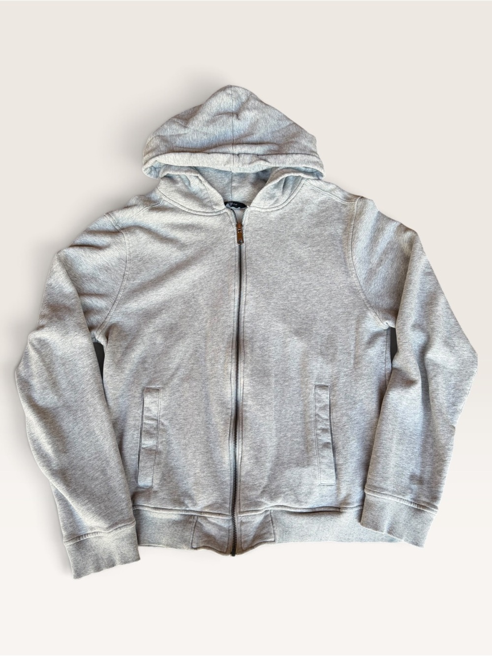 7 For All Mankind Light Gray Zip-Up Hoodie